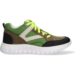 Braqeez 422430-569 Jongens Lage Sneakers - Geel/Groen/Zwart - Leer - Veters