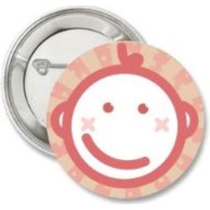 6 buttons Happy baby face pink - babyshower - button - genderreveal - zwanger - geboorte - baby