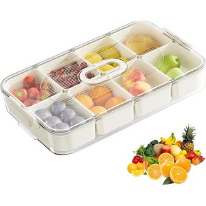 Snackschaal met deksel - 8 vakken - lekvrij - kruidenbewaarcontainer - serveerschaal voor snoep en fruit