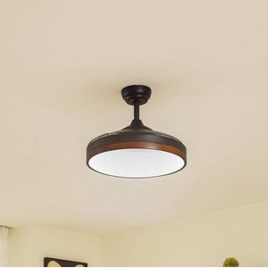 Lindby - Plafondventilatoren met verlichting - 1licht - Ijzer, acryl - H: 48.5 cm - zwart, donkerbruin, transparant - Inclusief lichtbron