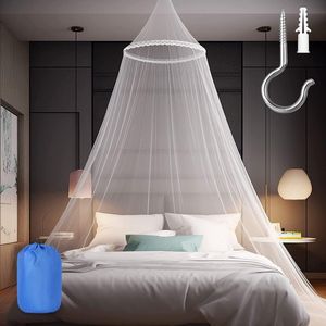 Sublaga Klamboe voor Bedden, Groot Wit Bedhemel voor Meisjes, Hangend Bednet voor Slaapkamerdecoratie, Ideaal voor Op Reis, Inclusief Opbergtas, Eenvoudig te Installeren, Kanten Bloem