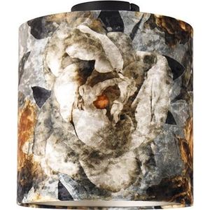 QAZQA combi - Klassieke Plafondlamp - 1 lichts - Ø 250 mm - Bloemen print - Woonkamers-sSlaapkamers-sKeuken