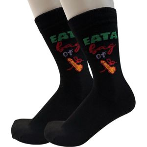 Grappige Sokken met tekst ""Eat a bag of Dicks"" - Funny socks met Piemel - Zwart