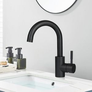 Zwarte Wastafelkraan met 360° Draaifunctie - Duurzaam en Waterbesparend Design voor Badkamer en Keuken