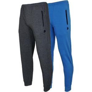 2- Pack Donnay Joggingbroek met elastiek - Sportbroek - Heren - Maat 3XL - Charc-marl/True blue (537)