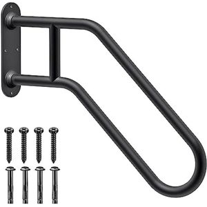 Heavy Duty antislip leuningen voor buiten, 1-4 stappen, wandmontage trap leuning grepen, U-vormige veiligheidshandgreep voor garage, veranda, tuin (Dia 3,3 cm buis, zwart)