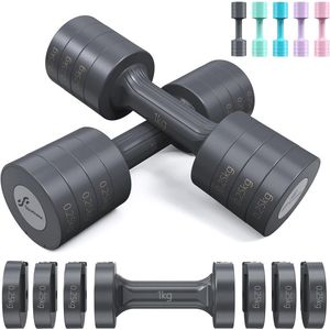 Verstelbare halterset voor dames – 4-in-1 dumbbell set met gewichten van 1-2,5 kg voor thuisgym en krachttraining