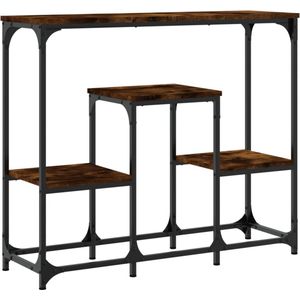 The Living Store Wandtafel 89,5x28x76 cm bewerkt hout gerookt eikenkleurig - Wandtafel - Klassieke Wandtafel - Houten Wandtafel - Eiken Wandtafel - Salontafel