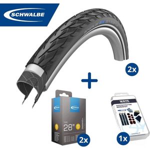 Fietsband - Schwalbe - Buiten- & binnenbanden (2x2 stuks) - Delta Cruiser Plus & DV17 - 28 inch x 1.10 - 1.75 - 40 mm - Met plaksetje