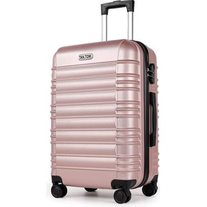 TAN.TOMI Handbagage Koffer - Reiskoffer - 65L - Cijferslot - Lichtgewicht - Trolley - 66x44x27cm - Rosé Goud