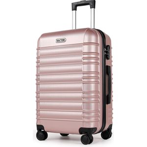 TAN.TOMI Kofferset - Handbagage 65L Ruimbagage - Cijferslot - Reiskoffer - Trolley Koffer met Wielen - Rosé Goud