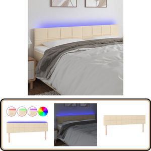 vidaXL Hoofdbord LED - 160x5x78/88 cm - Stoffen crème Hoofdboard - Led Verlichting - Crème - Hoofdbord Met Led - Slaapkamersdecoratie