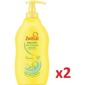 ZWITSAL Bad- & Wasgel Voor Baby’s - Slaap Zacht - Helpt Vrijer Te Ademen Met Eucalyptusgeur - 2x400 ml