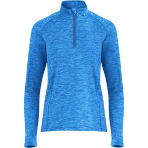 Heather kobalt blauw dames sportshirt van technisch weefsel met raglanmouwen en halve rits, reflecterende details model Melbourne maat S