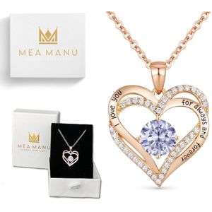 Mea Manu® “I love you for always and forever” Ketting - Cadeautje voor Vrouw – Valentijn - Statement ketting - Cadeautje voor haar - Liefdes Verrassing - Geschenkset - Rose Goud - Moederdag - Moederdag Cadeautje