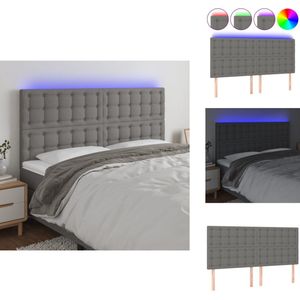 vidaXL Hoofdbord - Hoofdborden - Hoofdeinde - Houten Hoofdbord - Hoofdbord LED 180x5x118/128 cm stof donkergrijs