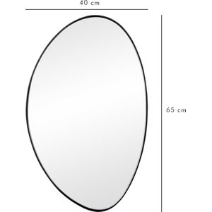 Atmooz - Wandspiegel Stone Medium - Ovaal / Rond - Industrieel - Zwart - Metaal - 65cm hoog en 40cm breed
