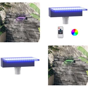 vidaXL Watervaloverlaat met RGB LED's 30 cm acryl - Watervaloverlaat - Watervaloverlaten - Waterval - Watervaluitloop