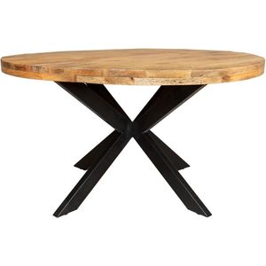 Mangohoutenmeubels - Tafel - Rond - Mango- Hout - Eettafel - 130x130x76 - 5 cm dik blad - Massief (ook te zien in onze showroom)