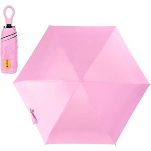 Mini Capsule Umbrella Portable 210T Black Strap Foldable Aluminium Alloy Gold Handle UV Protection Waterproof - Vicloon