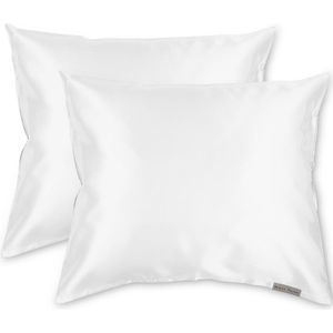 Beauty Pillow® Original - Satijnen Kussenslopen - Voordeelset - Duo Pack - White - 60x70 cm