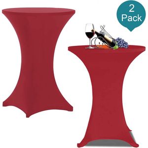 *** Statafel Hoes Set Van 2 Wijnrood - Statafelrok - Feestje - Ø 80 x 110 cm - van Heble® ***