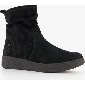 Hush Puppies suede dames enkellaarsjes zwart - Maat 37 - Echt leer - Uitneembare zool