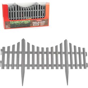 4x stuks flexibele graskant/tuin rand/kantopsluiting hekjes delen van 60 cm lichtgrijs - 33 cm hoog incl pinnen