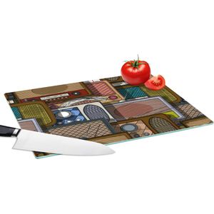 Glazen Snijplank - 39x28 - Tieners - Radio - Patronen - Retro - Snijplanken Glas