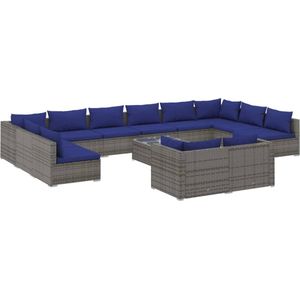 vidaXL-13-delige-Loungeset-met-kussens-poly-rattan-grijs