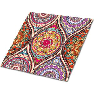 Tulup PVC Tegels - Prachtige Mandala Vinyl Tegels - 30 cm x 30 cm - Veelkleurig Zelfklevende Vinyl Tegels - Verpakking van 9 stuks - Wand PVC Tegels - Kinderen Plaktegels - Vinyl Wandtegels - Plaktegels keuken en Badkamer