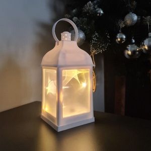 Kerstdecoratie Voor Binnen - Verlichte Decoratie Lantaarn - Kerst Lantaarn - 22 x 10 cm - Led Warm Wit -Op Batterij