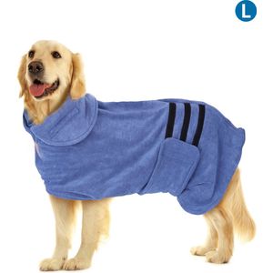 Nobleza Hondenbadjas - badjas hond - Honden badjas - hondenkleding - Ruglengte 60 cm - Maat L - Blauw