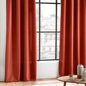 Wicotex - Gordijnen - Kant en klaar - Met ophanglus 140x260cm uni polyester Terracotta Oranje 2stuks