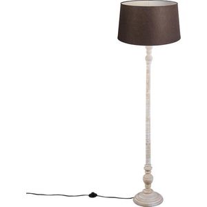 QAZQA classico - Klassieke Vloerlamp | Staande Lamp met kap - 1 lichts - H 1550 mm - Grijs - Woonkamer | Slaapkamer | Keuken