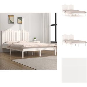 vidaXL Bedframe - Hout - Wit - 195.5 x 125.5 x 110 cm (L x B x H) - 120 x 190 cm (4FT Small Double) - Massief Grenenhout - Bed