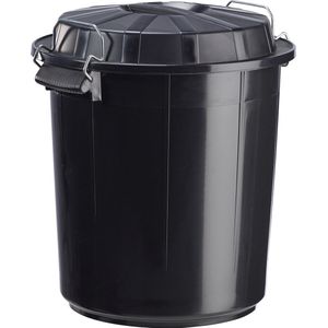 Afvalemmer Bazi 50 liter zwart - met dekselklem