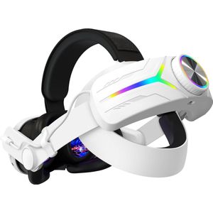 Elite Strap met VR Cover met 8000mAH Batterij Geschikt voor Oculus Quest 3 - Vervanging voor Elite Strap Meta Quest 3 - RGB Verstelbare Comfortabele Riem - met Hoofdkussen - Wit