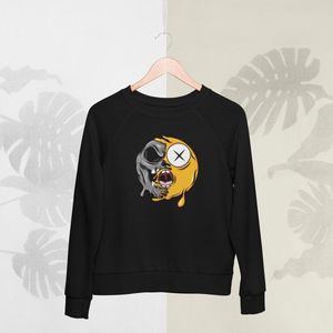 Feel Free - Halloween Sweater - Smiley: Sprakeloos gezicht - Maat M - Kleur Zwart