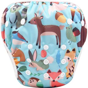 RAMBUX® - Zwemluier - Bosdieren - Wasbaar & Verstelbaar - Zwembroek voor Zwembad - Zwemshort Baby & Peuter - 3-15 KG - 0-3 Jaar
