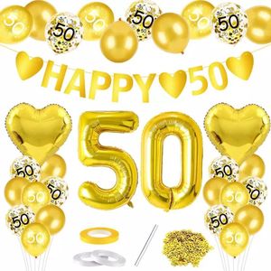 Partypakket® 50 jaar getrouwd Versiering - 50 Jaar Verjaardag Versiering - 50 Jaar Jubileum - Feest Pakket - All-in-one Feestpakket - Decoratie - Ballonnen - Feestpakket - Verjaardag - Feest versiering