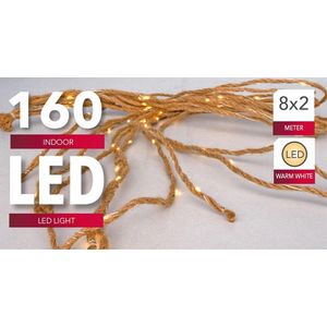 LED verlichting touw 160 lamps warm LED 8x2m excl. batterijen
