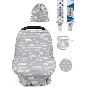 Voedingssjaal voor onderweg voor borstvoeding - autostoelhoes borstvoedingsdoek borstvoedingsdoek - ultrazacht en ademend - multifunctioneel design - inclusief fopspeen klemmen, etui