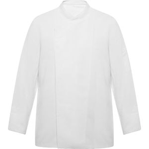 Witte koksjas met lange mouwen en blinde drukknopen model Dabiz maat XL