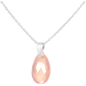 ARLIZI 2012 Ketting roze jade druppel hanger - sterling zilver - 44 cm