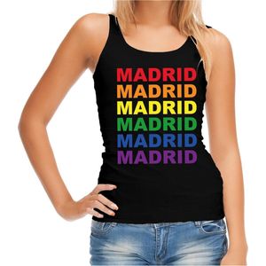 Regenboog Madrid gay pride / parade zwarte tanktop voor dames - LHBT evenement tanktops kleding XL