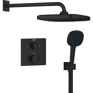GROHE QuickFix Precision inbouw douchesysteem - Vierkant opbouwdeel - Matte Black