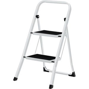 Stellar Trapladder, 2 treden, inklapbaar, inklapbaar, 2 treden, kleine ladder, huishoudladder tot 150 kg, voor keuken, huis, buiten en volwassenen