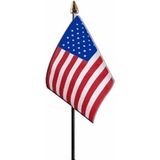 2x Amerika/USA vlaggetjes 15 cm - Amerikaanse vlag - Verenigde Staten landen thema versiering/decoratie