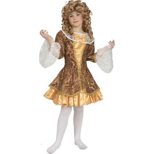 Funny Fashion - Middeleeuwen & Renaissance Kostuum - Barok Dame Condarella - Meisje - Goud - Maat 164 - Carnavalskleding - Verkleedkleding